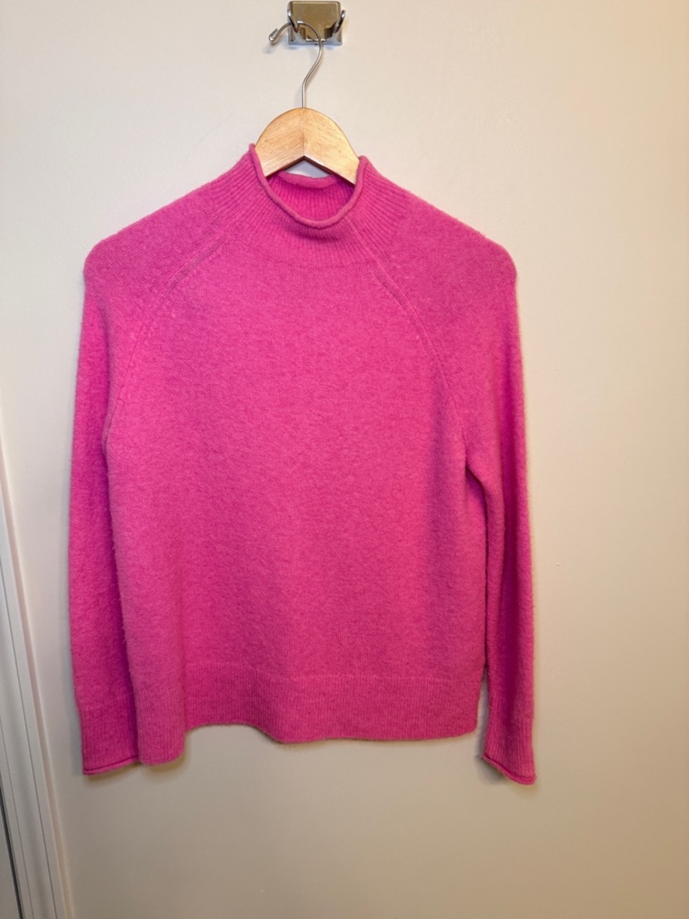 J. Crew Bright Pink Mock Neck Sweater